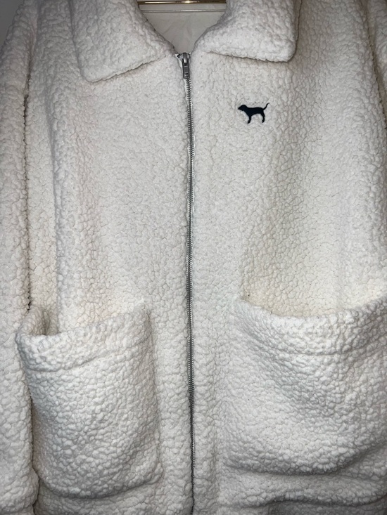 PINK Victoria’s Secret Oversized White Sherpa Teddy Jacket Small - Picture 6 of 14
